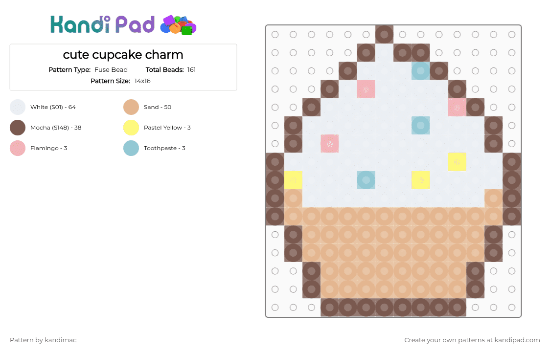 🧁 ;; cupcake perler ~ ♪ - Fuse Bead Pattern by digitalangel on Kandi Pad - tan,beige,kawaii,cutecore,cupcake