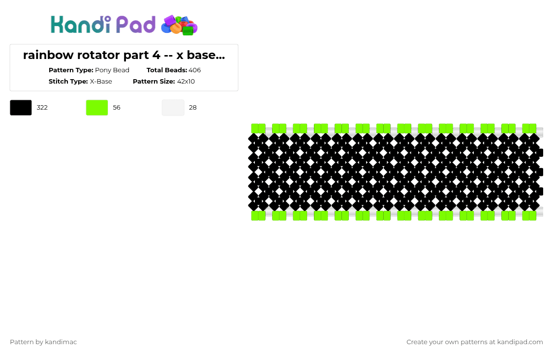 🧁 ;; rainbow rotator pt4 ~ ♪ - Pony Bead Pattern by digitalangel on Kandi Pad - black,white,green,rainbow