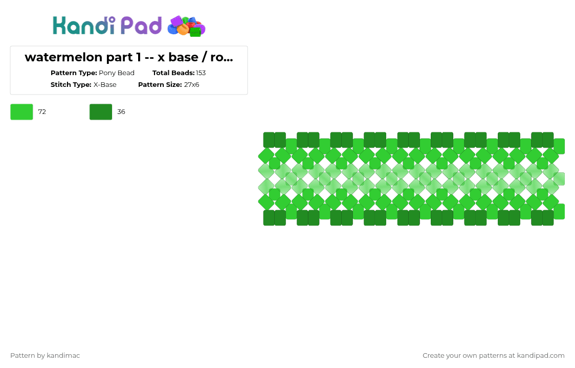 🧁 ;; watermelon rotator pt1 ~ ♪ - Pony Bead Pattern by digitalangel on Kandi Pad - green,watermelon,rotator,x base