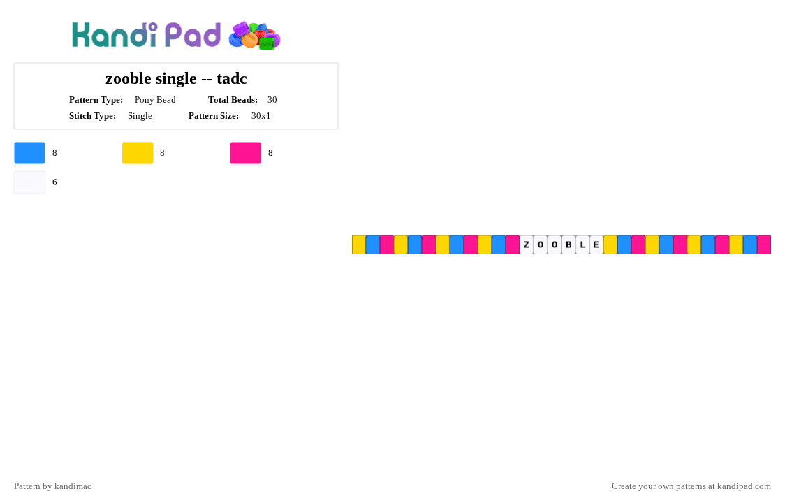 🧸 ;; zooble single ~ ♪ - Pony Bead Pattern by digitalangel on Kandi Pad - light blue,yellow,pink,the amazing digital circus,tadc,zooble