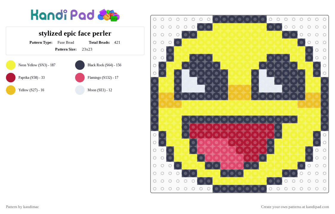 🍥 ;; stylized epic face perler ~ ♪ - Fuse Bead Pattern by digitalangel on Kandi Pad - purple,yellow,epic face,roblox
