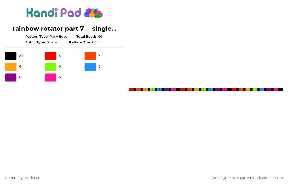 🧁 ;; rainbow rotator pt8 ~ ♪ - Pony Bead Pattern by digitalangel on Kandi Pad - red,pink,rainbow