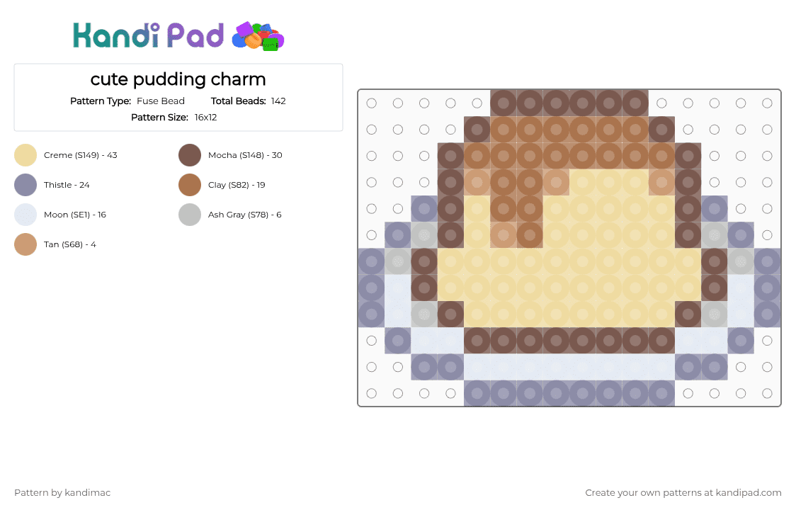 🍮 ;; pudding perler ~ ♪ - Fuse Bead Pattern by digitalangel on Kandi Pad - beige,tan,pudding,kawaii,cutecore