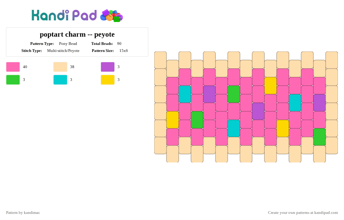 🍪 ;; poptart ~ ♪ - Pony Bead Pattern by digitalangel on Kandi Pad - beige,pink,poptart,charm,peyote