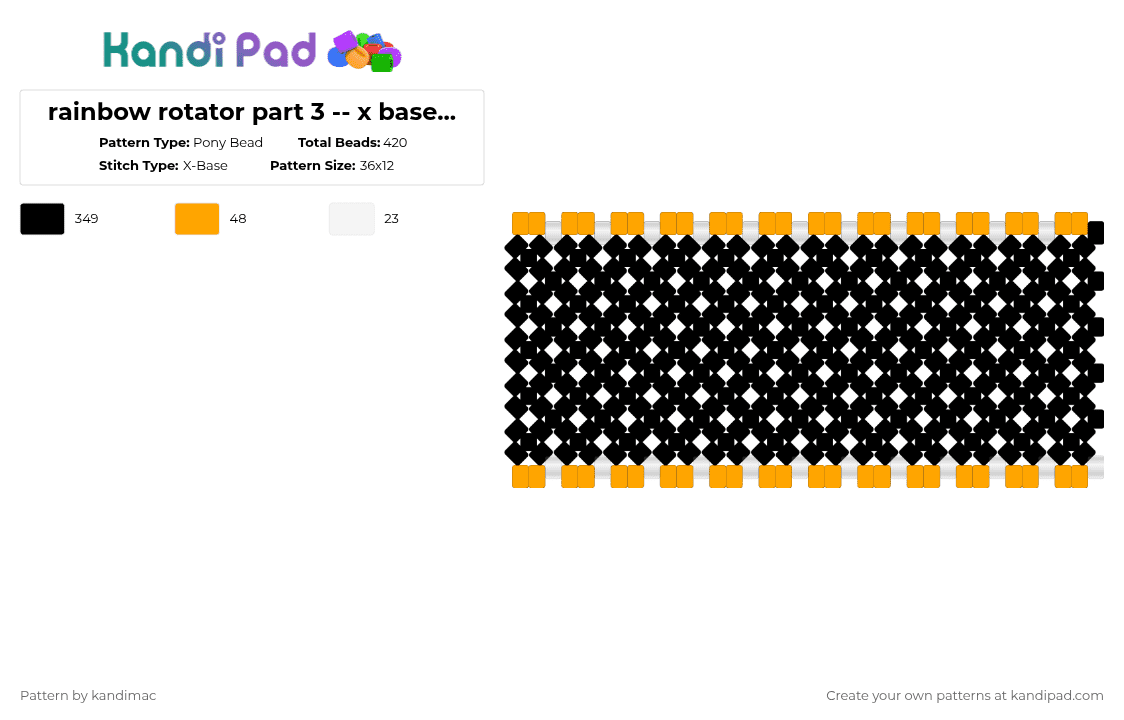🧁 ;; rainbow rotator pt3 ~ ♪ - Pony Bead Pattern by digitalangel on Kandi Pad - black,orange,white,rainbow,yellow