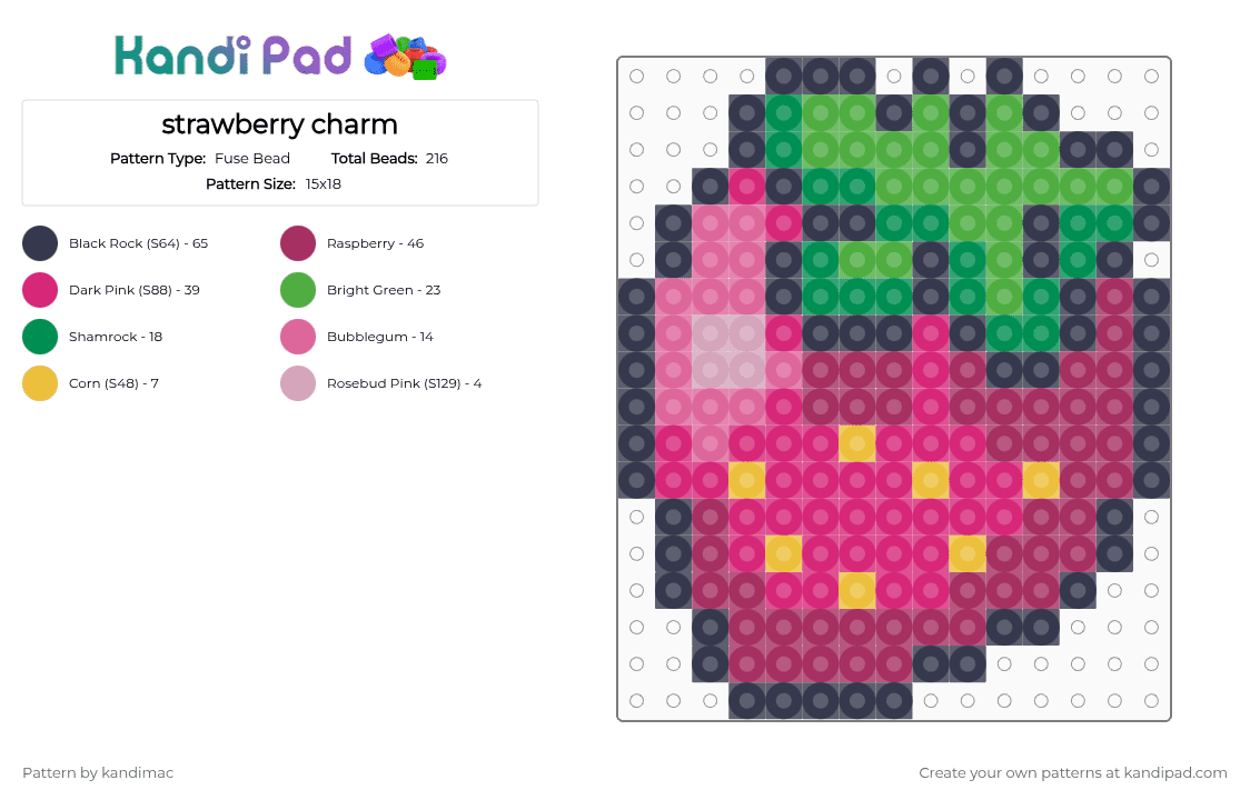 🍓 ;; strawberry perler ~ ♪ - Fuse Bead Pattern by digitalangel on Kandi Pad - purple,pink