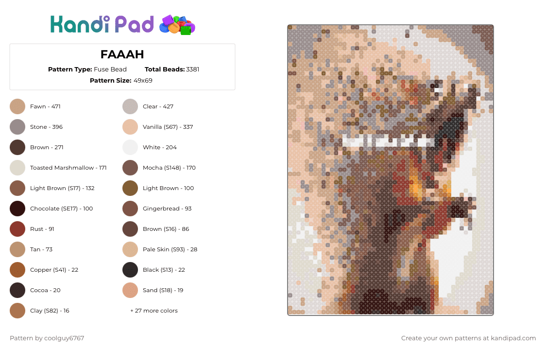 FAAAH - Fuse Bead Pattern by coolguy6767 on Kandi Pad - 