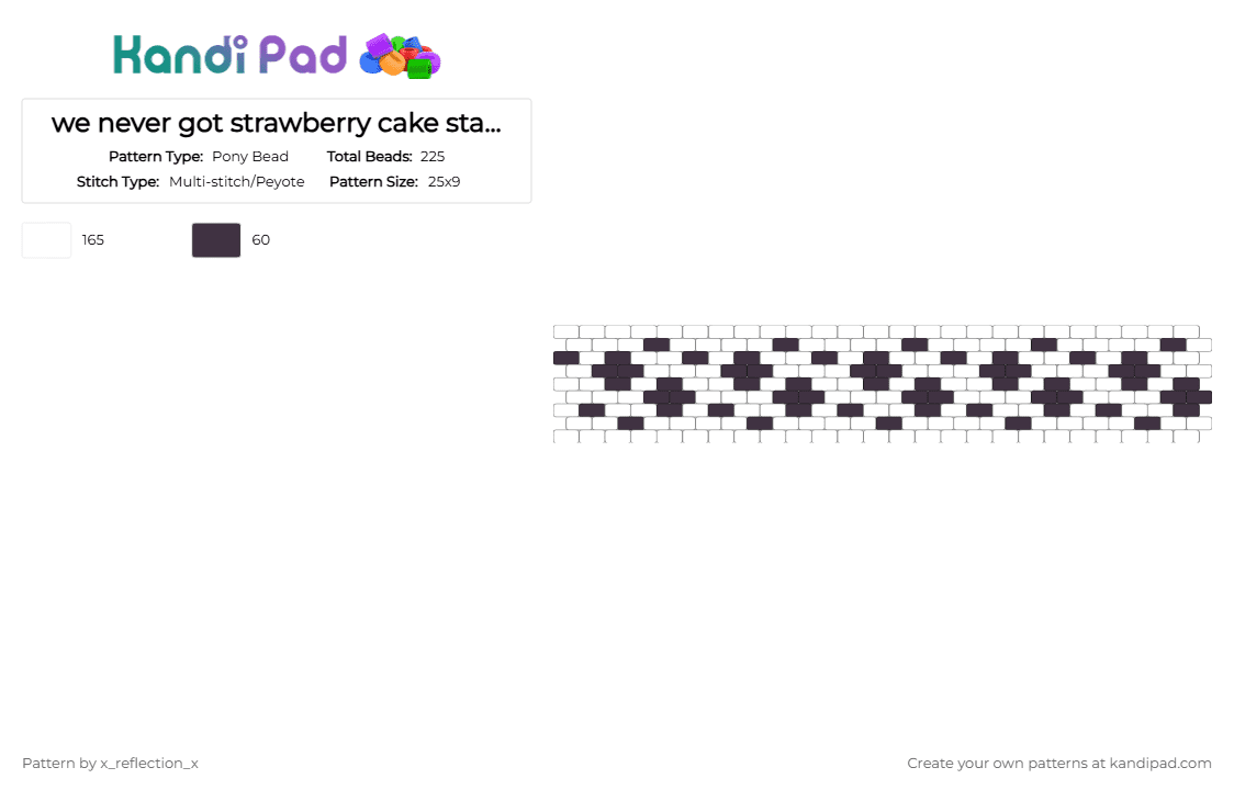 we never got strawberry cake stars underscores - Pony Bead Pattern by x_reflection_x on Kandi Pad - white,black,underscores,music,we never got strawberry cake