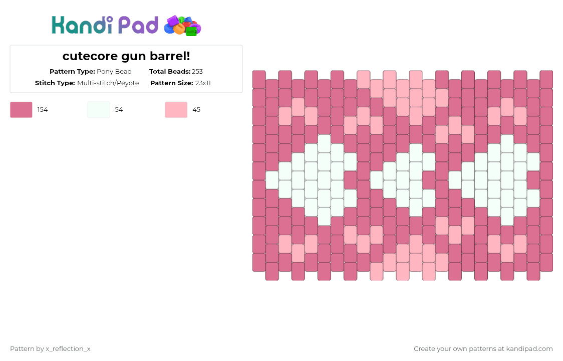 cutecore gun barrel! - Pony Bead Pattern by x_reflection_x on Kandi Pad - pink