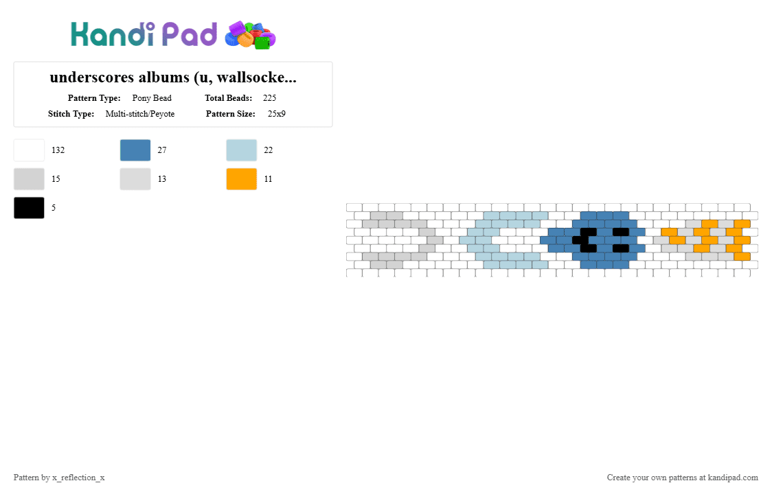 underscores albums (u, wallsocket, fishmonger, skin purifying treatment) - Pony Bead Pattern by x_reflection_x on Kandi Pad - white,light blue,blue,underscores,music,skin purifying treatment,wallsocket,fishmonger,u