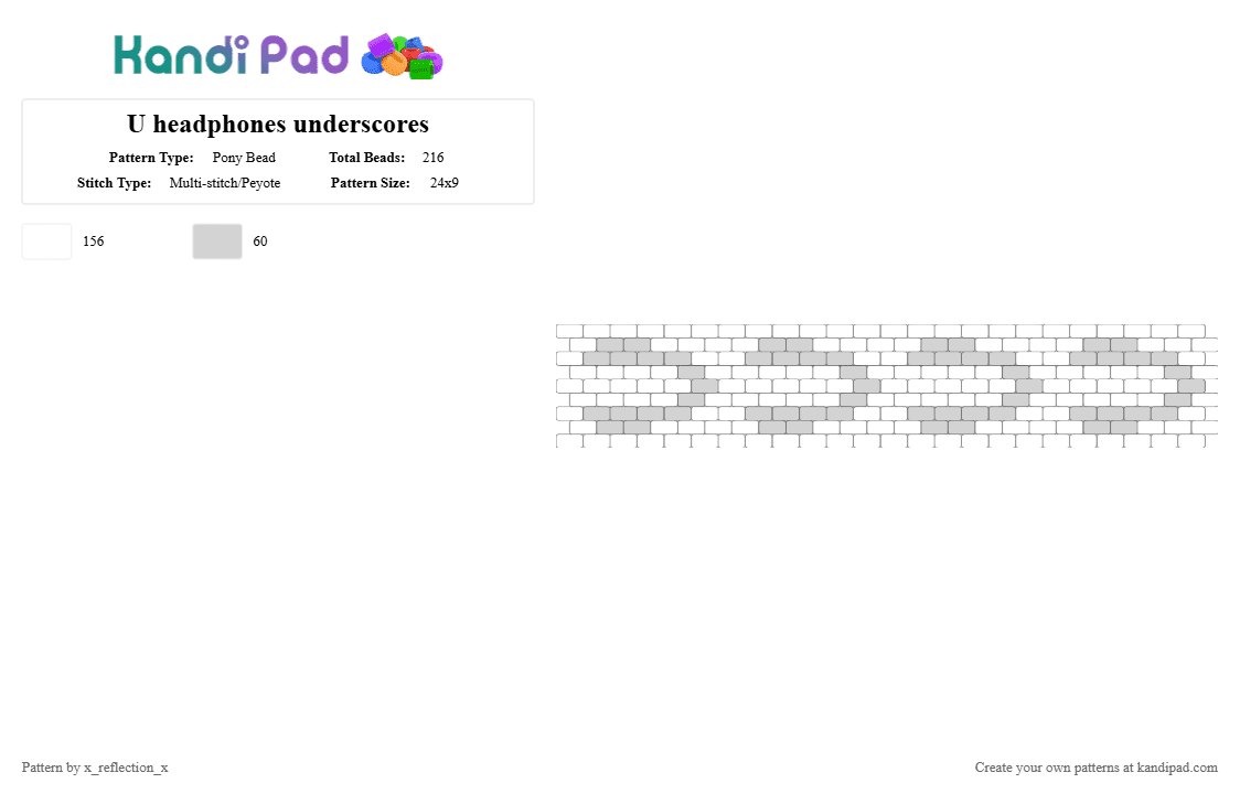 U headphones underscores - Pony Bead Pattern by x_reflection_x on Kandi Pad - white,underscores,u,music,pop