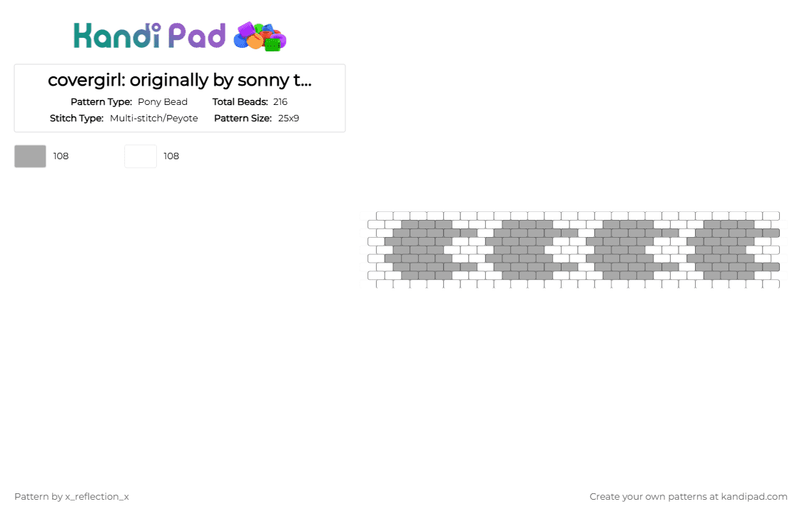 covergirl: originally by sonny tank top underscores - Pony Bead Pattern by x_reflection_x on Kandi Pad - beige,white,underscores,music,covergirl,skrillex