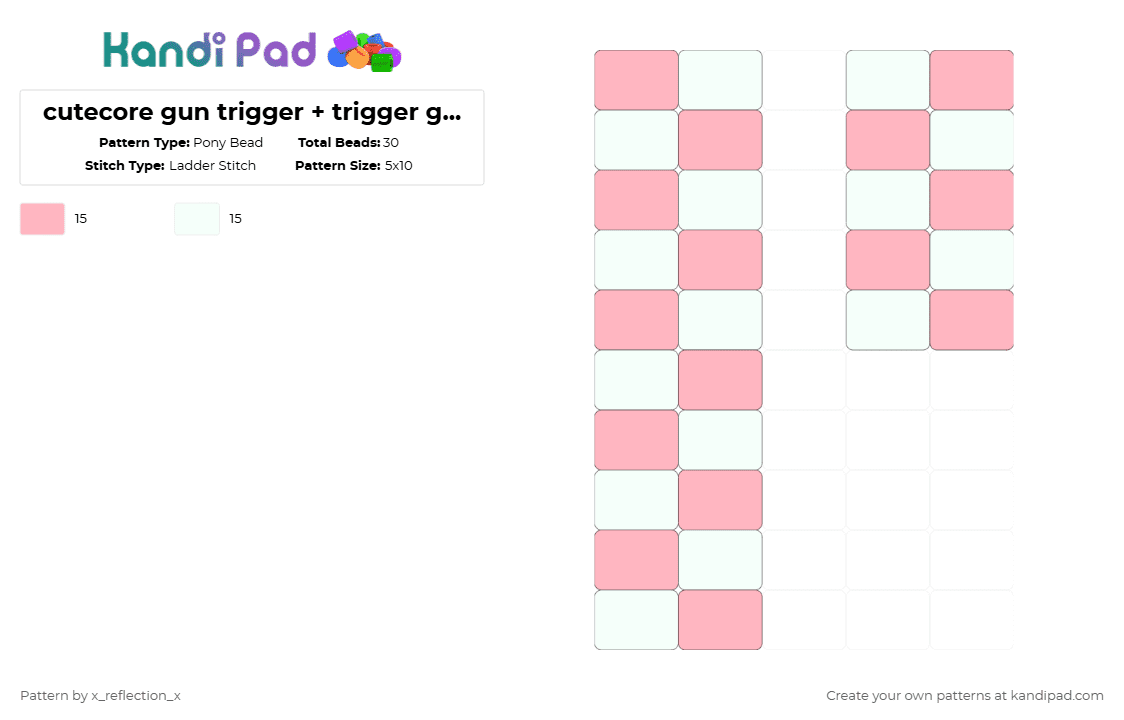 cutecore gun trigger + trigger guard - Pony Bead Pattern by x_reflection_x on Kandi Pad - pink,white