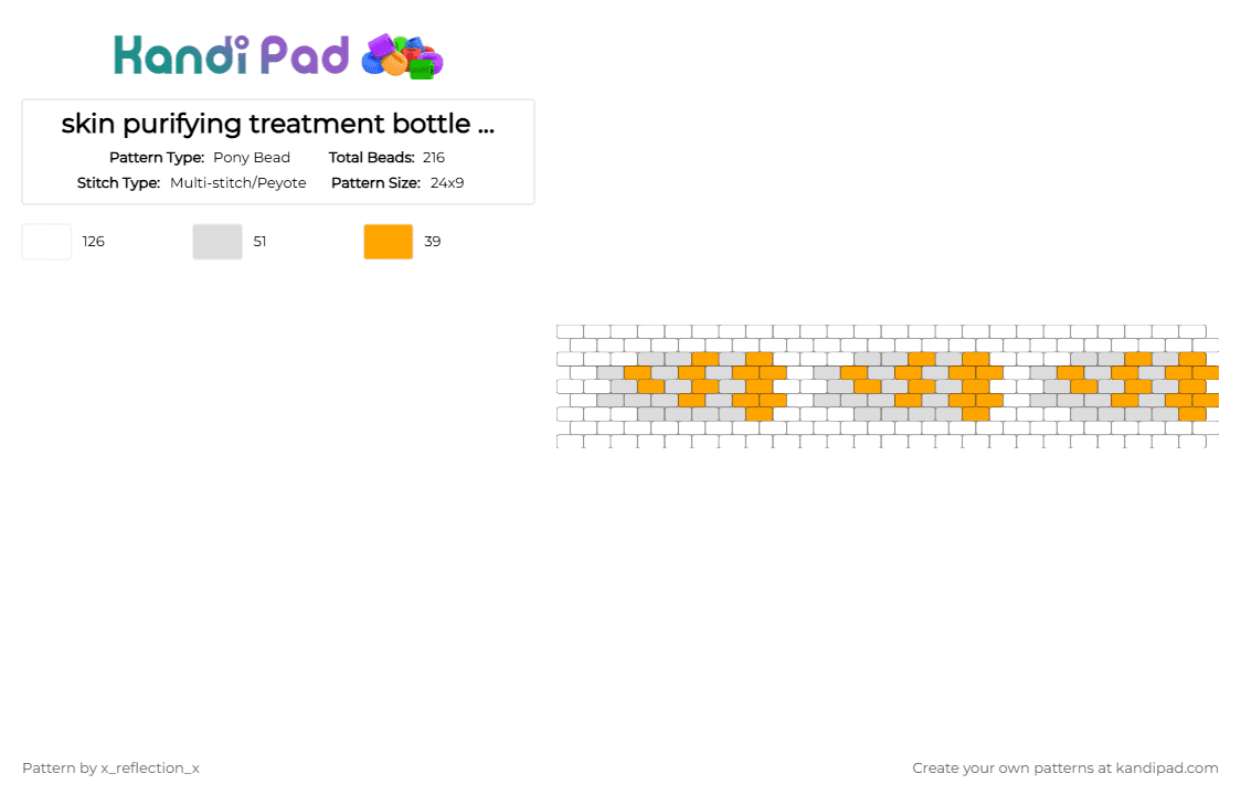 skin purifying treatment bottle underscores - Pony Bead Pattern by x_reflection_x on Kandi Pad - white,underscores,music,skin purifying treatment