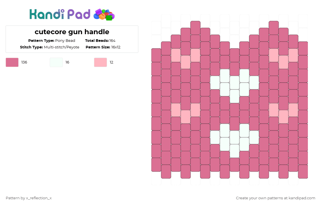 cutecore gun handle - Pony Bead Pattern by x_reflection_x on Kandi Pad - pink