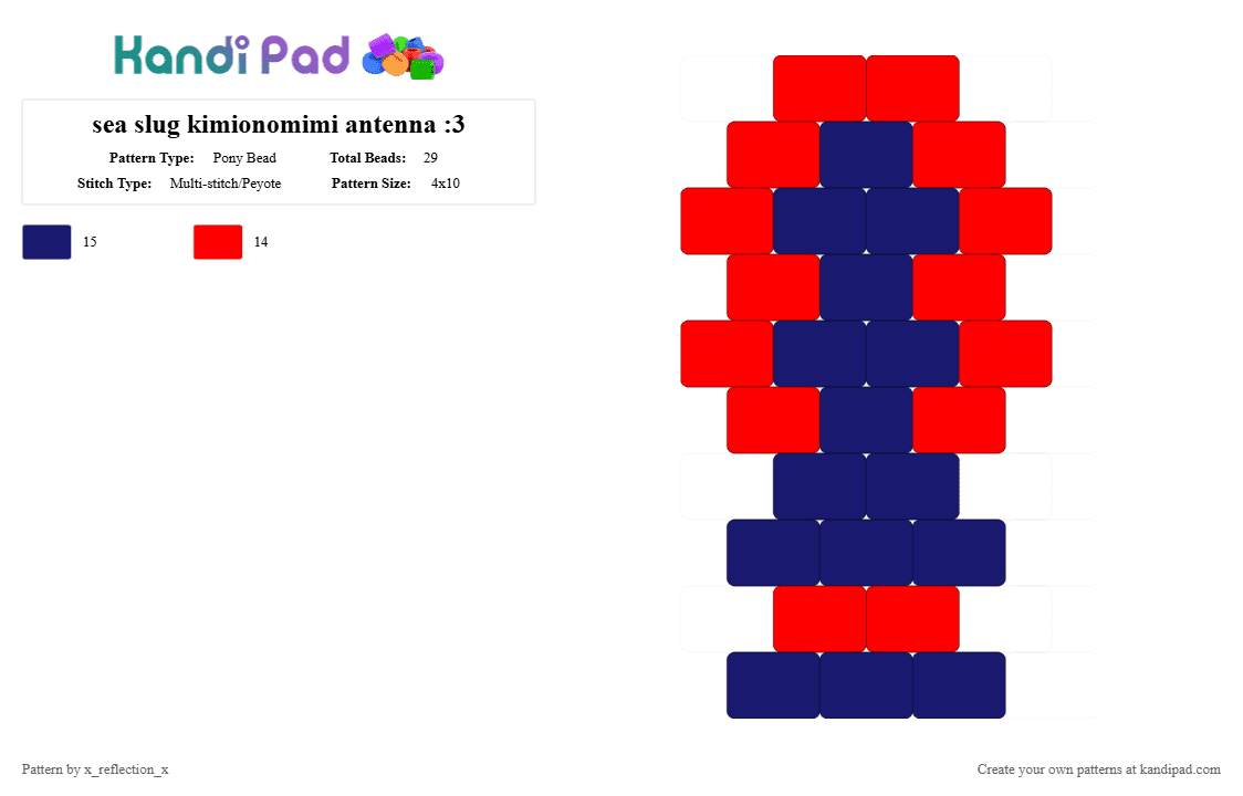sea slug kimionomimi antenna :3 - Pony Bead Pattern by x_reflection_x on Kandi Pad - red,purple