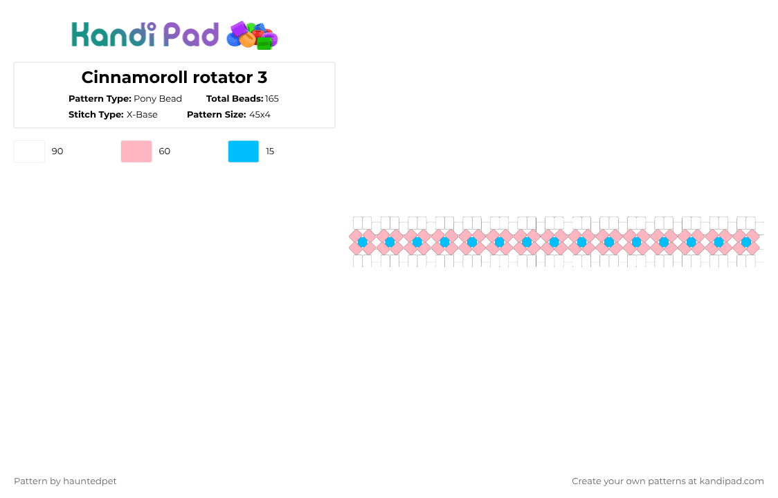 Cinnamoroll rotator 3 - Pony Bead Pattern by hauntedpet on Kandi Pad - pink,cinnamoroll,sanrio,white,cyan