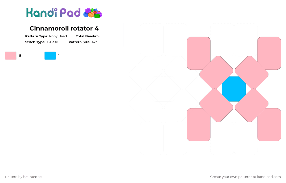 Cinnamoroll rotator 4 - Pony Bead Pattern by hauntedpet on Kandi Pad - pink,cinnamoroll,sanrio,cyan