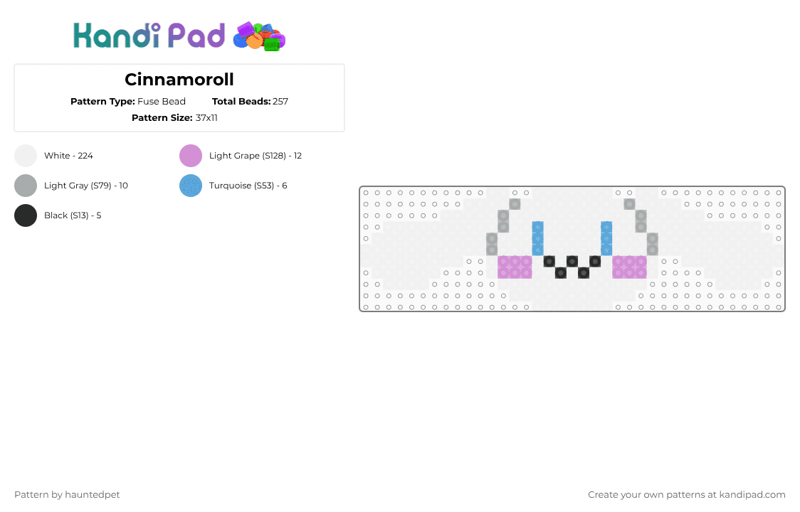 Cinnamoroll - Fuse Bead Pattern by hauntedpet on Kandi Pad - white,gray,pink,cinnamoroll,cyan,sanrio
