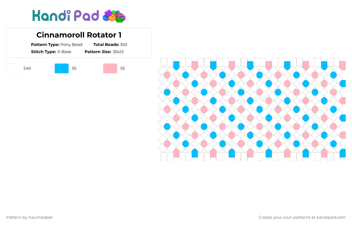Cinnamoroll Rotator 1 - Pony Bead Pattern by hauntedpet on Kandi Pad - white,light blue,pink,cinnamoroll,sanrio,cyan