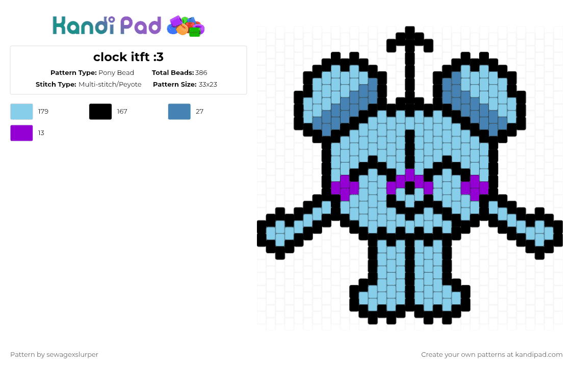 clock itft :3 - Pony Bead Pattern by sewagexslurper on Kandi Pad - light blue