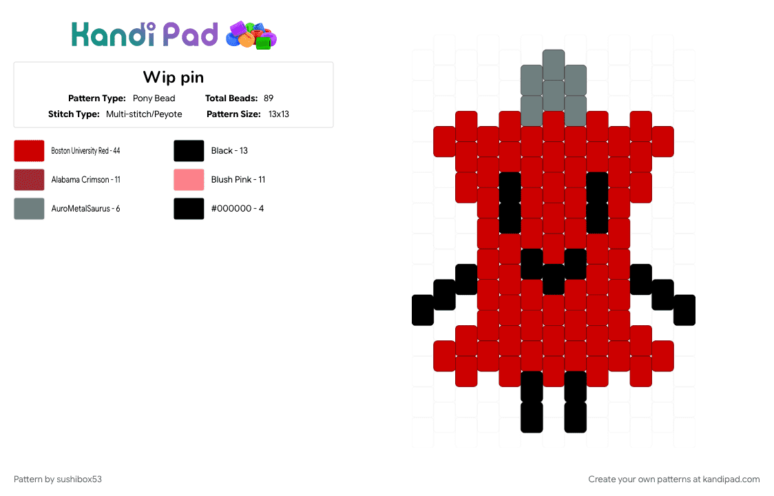 Pin bfdi battle for dream island doll - Pony Bead Pattern by sushibox53 on Kandi Pad - battle for dream island, bfdi, bfdia, character, coiny, object show, pin, red