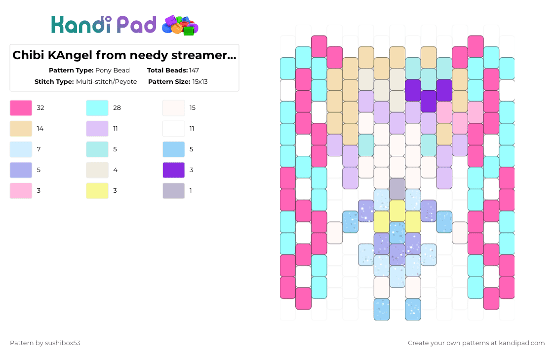 Chibi KAngel from needy streamer overload - Pony Bead Pattern by sushibox53 on Kandi Pad - light blue,pink,kangel,omgkawaiiangel,nso,amechan,cute,needy streamer overdose,chibi