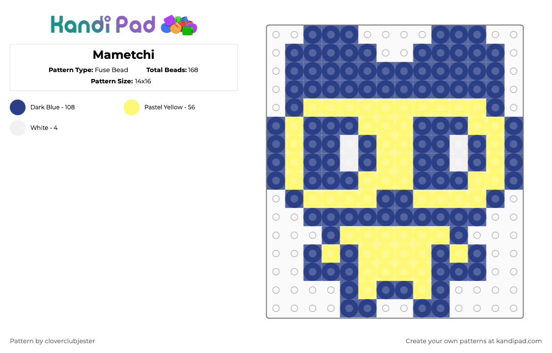 Mametchi - Fuse Bead Pattern by cloverclubjester on Kandi Pad - blue,yellow