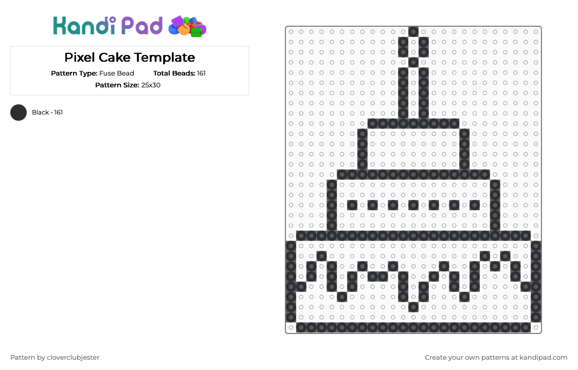 Pixel Cake Template - Fuse Bead Pattern by cloverclubjester on Kandi Pad - black