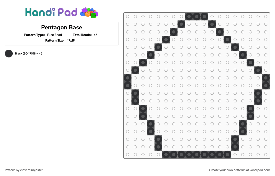 Pentagon Base - Fuse Bead Pattern by cloverclubjester on Kandi Pad - 