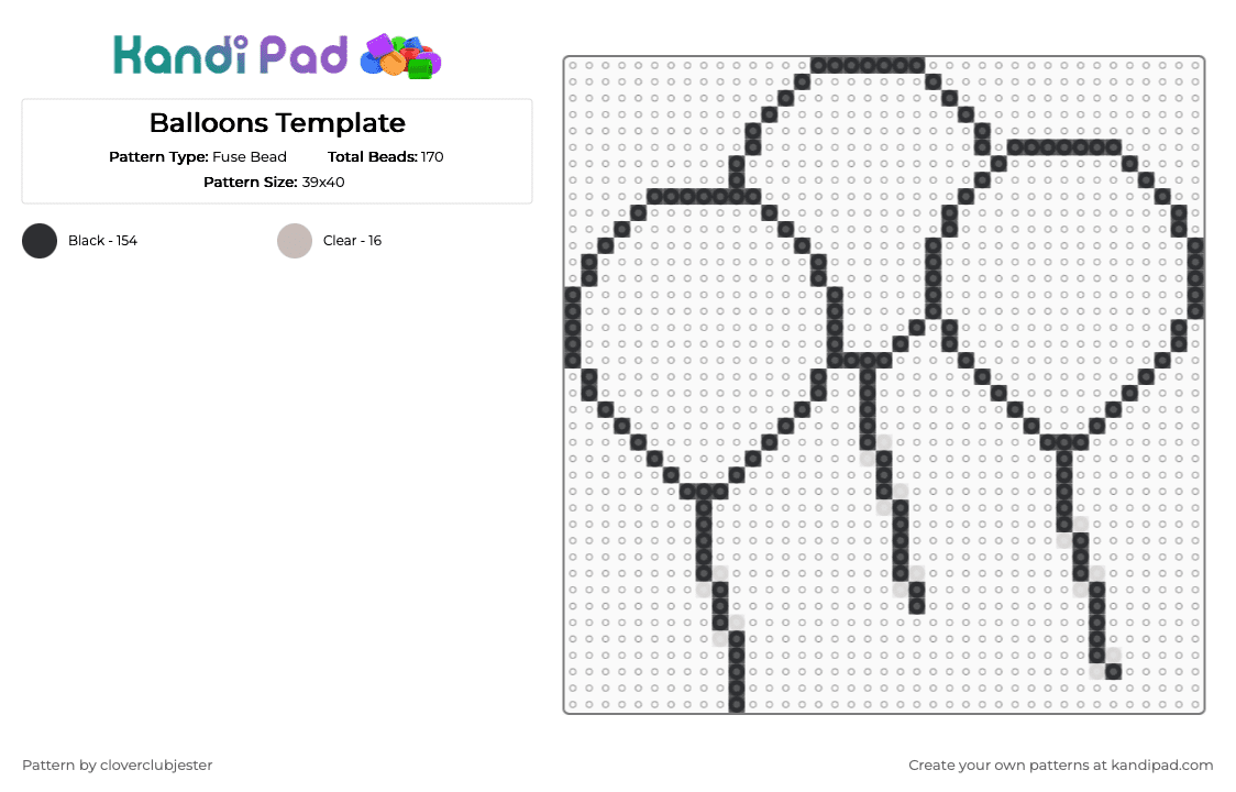 Balloons Template - Fuse Bead Pattern by cloverclubjester on Kandi Pad - black