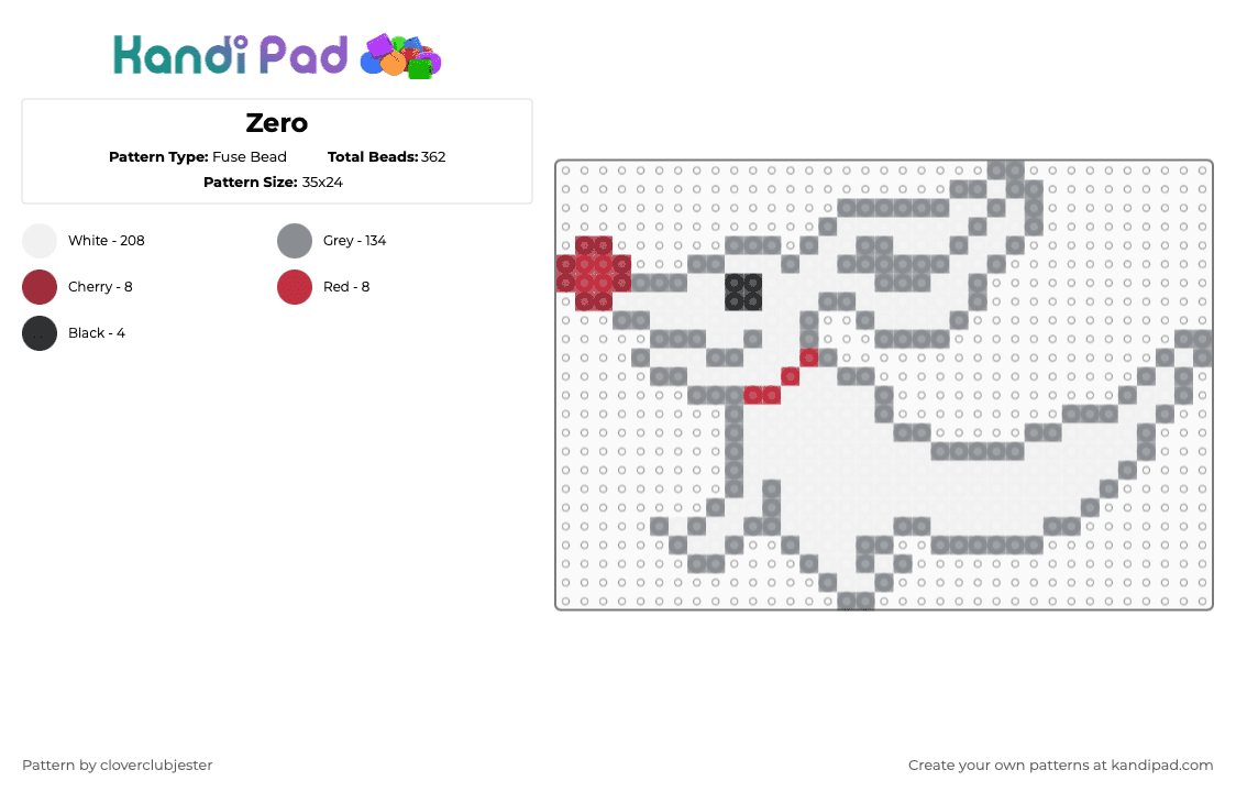 Zero - Fuse Bead Pattern by cloverclubjester on Kandi Pad - gray