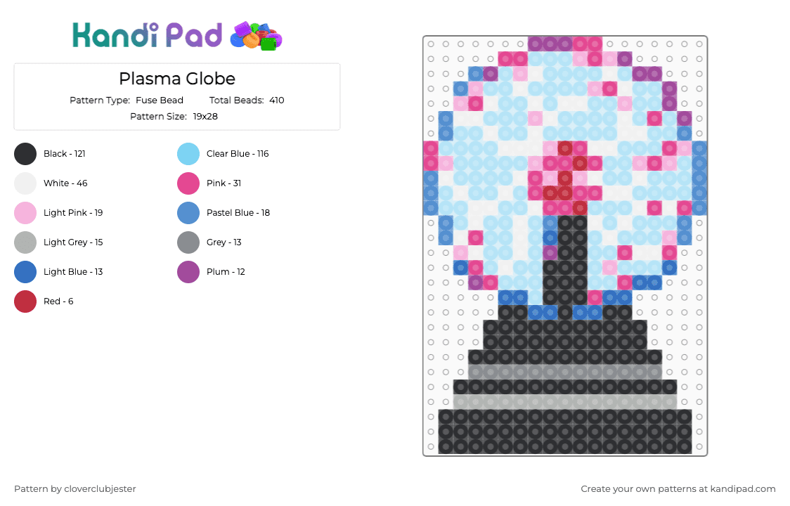 Plasma Globe - Fuse Bead Pattern by cloverclubjester on Kandi Pad - pink,light blue