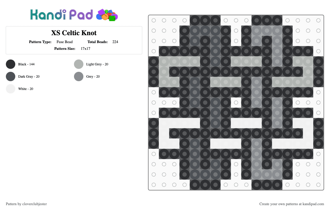 XS Celtic Knot - Fuse Bead Pattern by cloverclubjester on Kandi Pad - beige, black, gray