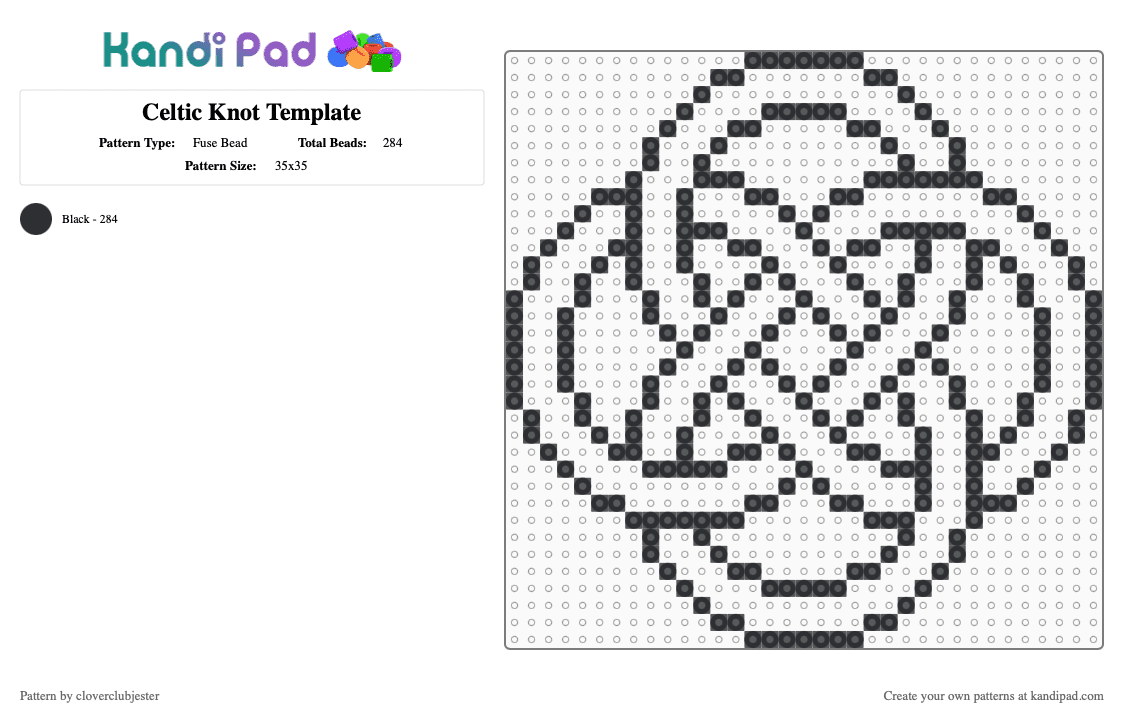 Celtic Knot Template - Fuse Bead Pattern by cloverclubjester on Kandi Pad - black