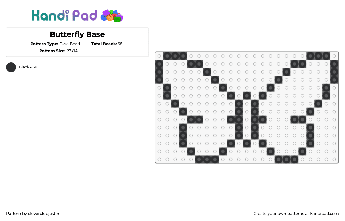 Butterfly Base - Fuse Bead Pattern by cloverclubjester on Kandi Pad - butterfly,outline,insect,simple,black