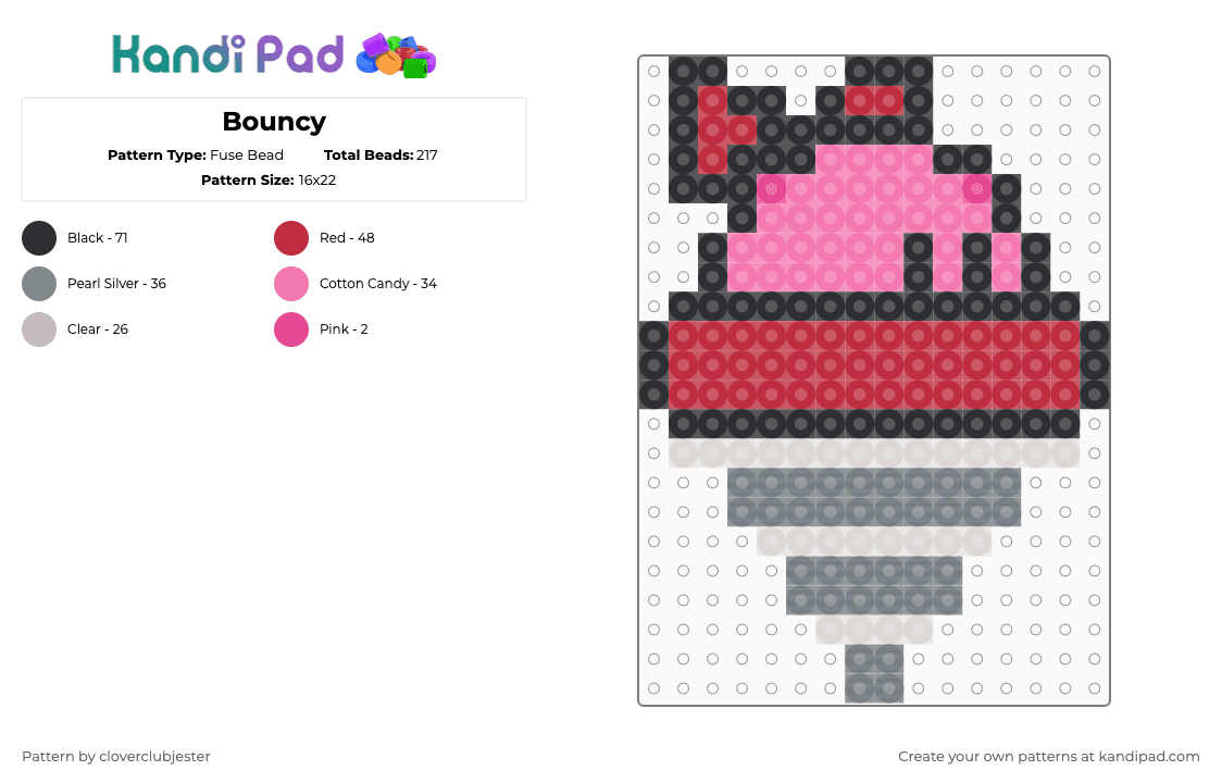 Bouncy - Fuse Bead Pattern by cloverclubjester on Kandi Pad - kirby,bouncy,ball,toy,game,gaming,red,pink,gray