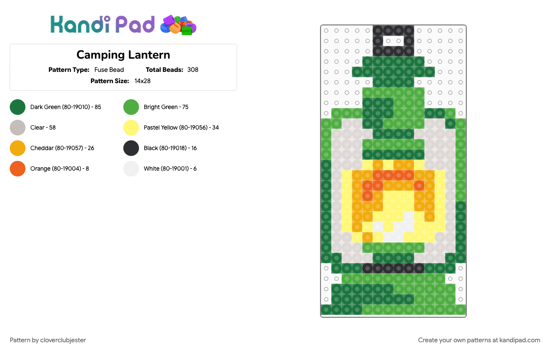 Camping Lantern - Fuse Bead Pattern by cloverclubjester on Kandi Pad - 