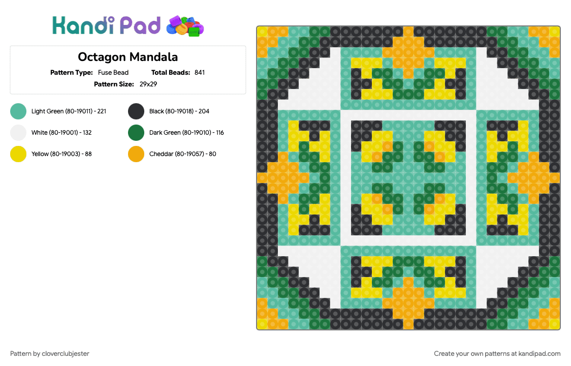 Octagon Mandala - Fuse Bead Pattern by cloverclubjester on Kandi Pad - 