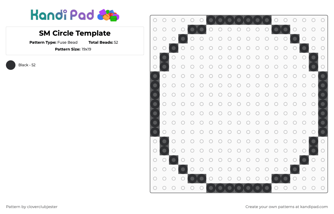 SM Circle Template - Fuse Bead Pattern by cloverclubjester on Kandi Pad - black