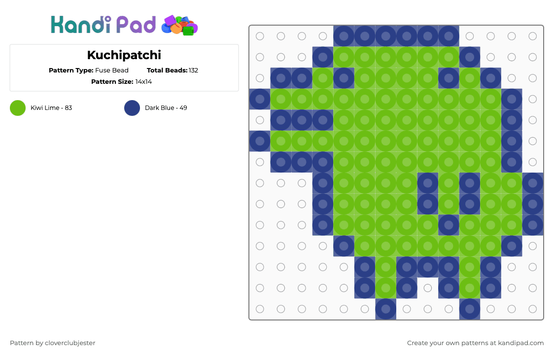 Kuchipatchi - Fuse Bead Pattern by cloverclubjester on Kandi Pad - blue,green