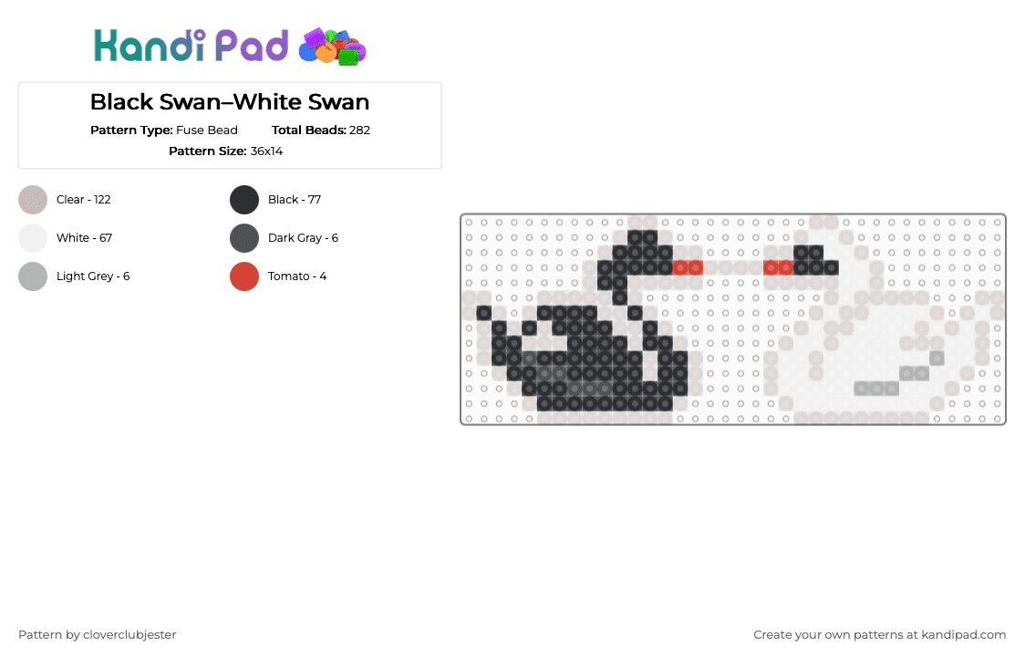 Black Swan–White Swan - Fuse Bead Pattern by cloverclubjester on Kandi Pad - beige