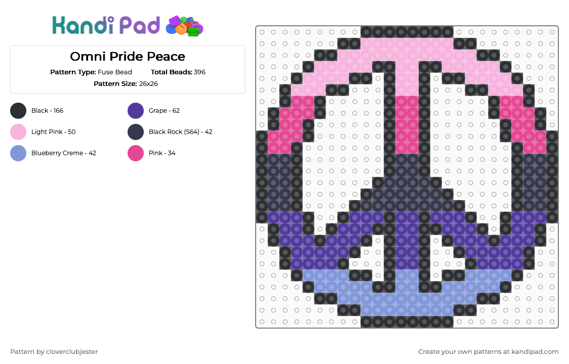 Omni Pride Peace - Fuse Bead Pattern by cloverclubjester on Kandi Pad - pink,purple
