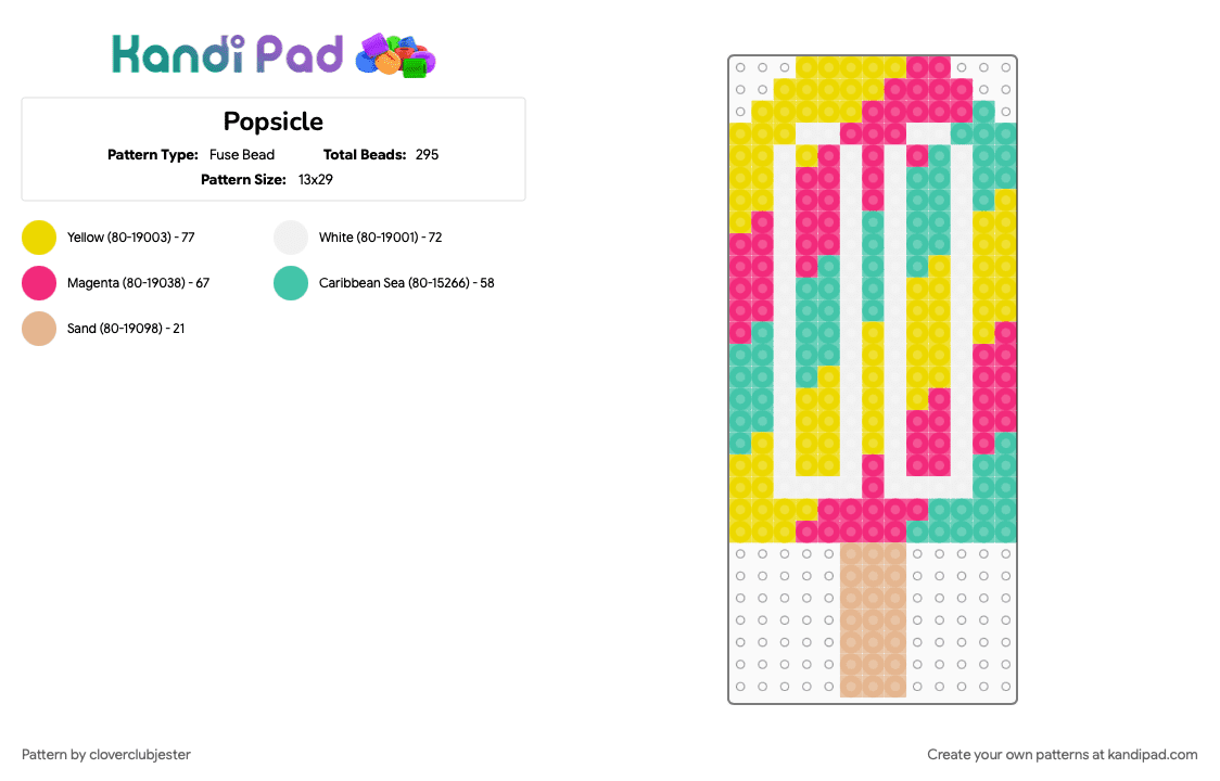 Popsicle - Fuse Bead Pattern by cloverclubjester on Kandi Pad - pink, teal, yellow