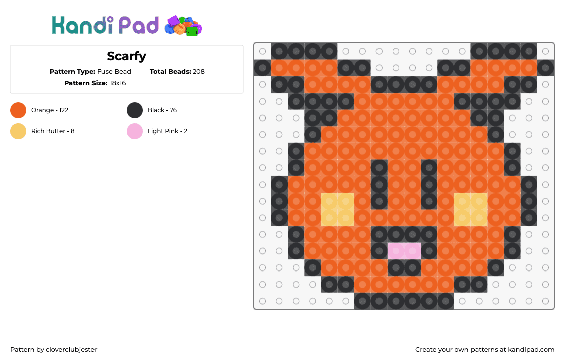 Scarfy - Fuse Bead Pattern by cloverclubjester on Kandi Pad - scarfy,kirby,nintendo,character,cute,video game,orange