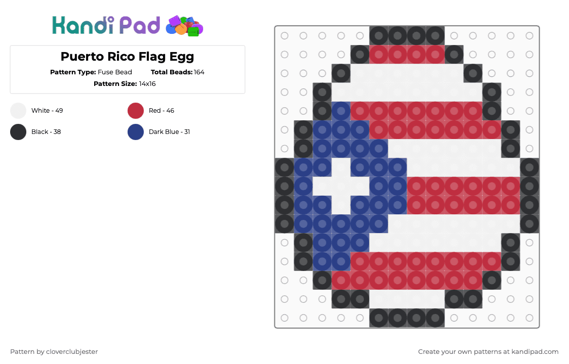 Puerto Rico Flag Egg Fuse Bead Pattern - Kandi Pad | Kandi Patterns ...