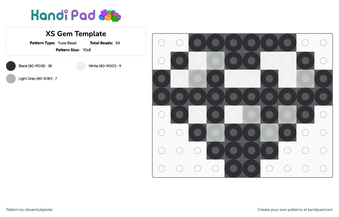 XS Gem Template - Fuse Bead Pattern by cloverclubjester on Kandi Pad - beige, black, white