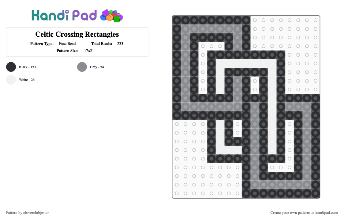 Celtic Rectangles Template - Fuse Bead Pattern by cloverclubjester on Kandi Pad - black, gray, white