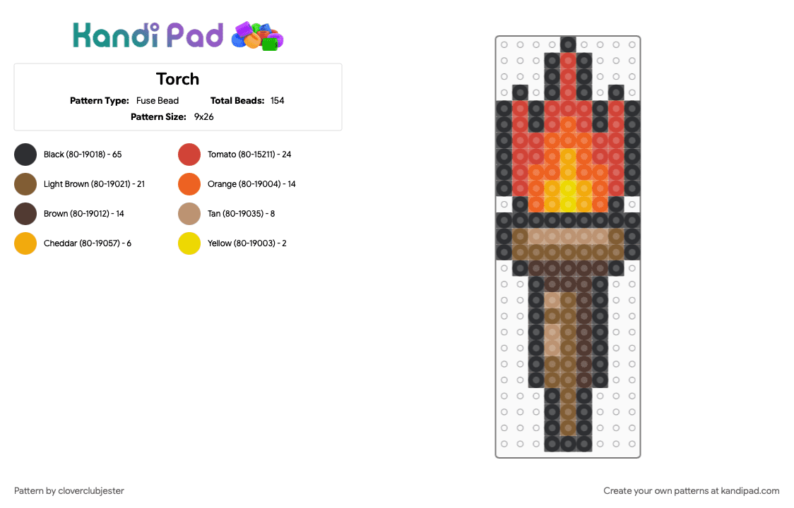Torch - Fuse Bead Pattern by cloverclubjester on Kandi Pad - brown, orange, red, tan