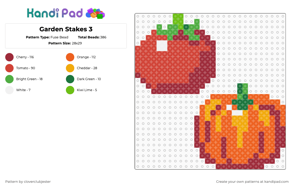Garden Stakes 3 - Fuse Bead Pattern by cloverclubjester on Kandi Pad - red,orange